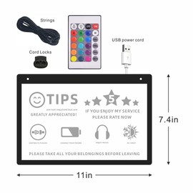 LED Lights Acrylic USB Car Taxi Driver Tips Sign Car Taxi Driver 5 Stars Tipping Appreciated No smoking Tips Lights HB-10