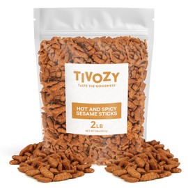 Hot and Spicy Sesame Sticks Snack 2lbs, Delicious and Fresh Snacks with the Perfect Mix of Hot, Spicy and Salty Flavor for Midday Snacking, Office On-The-Go Indulgence,
