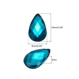 sourcing map 100PCS Flat Back Acrylic Teardrop Gems 6x10mm Artificial Rhinestones for DIY Crafts Bead Wedding Party Face Painting Jewelry Making Blue Green