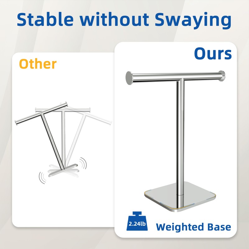 RUACQ T-Shape Hand Towel Holder Stand, 12inch Weighted Base Towel