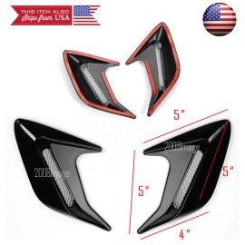 SDeelCase 2PC 5" x 5" ABS Silver Side Fender Intake Air Vent w/ Mesh Insert Trim For Dodge