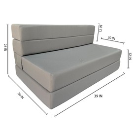 Danfuton Twin Lounger Folding Foam Mattress, Foldable Sofa Bed Sit Sleep 6x39x80 Gray
