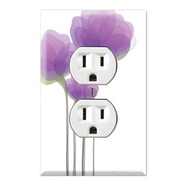 Graphics Wallplates - Purple Watercolor Flowers - Duplex Outlet Wall Plate Cover