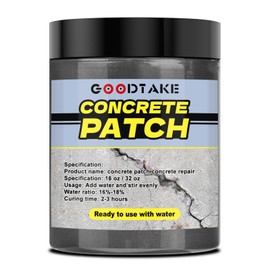 GOODTAKE Concrete Repair, Concrete Patch for Repairing Spalls and Cracks in Concrete's and Masonry, Cement Crack Filler & Floor Repair Cement - Interior/Exterior (Grey, 16 Ounce)