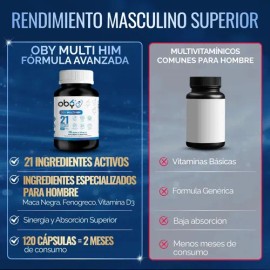 Multivitaminico Hombre | Creatina, Maca Negra, Arginina, Fenogreco, Magnesio Complex, B12, Complejo B, D3, Biotina, Zinc | Energía y Vitalidad Masculi