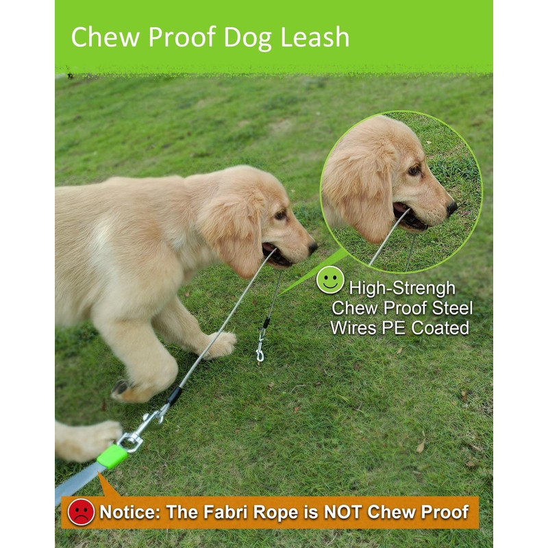 Chew Proof Retractable Dog Leash with 2 Heavy Duty Anti-Chewing