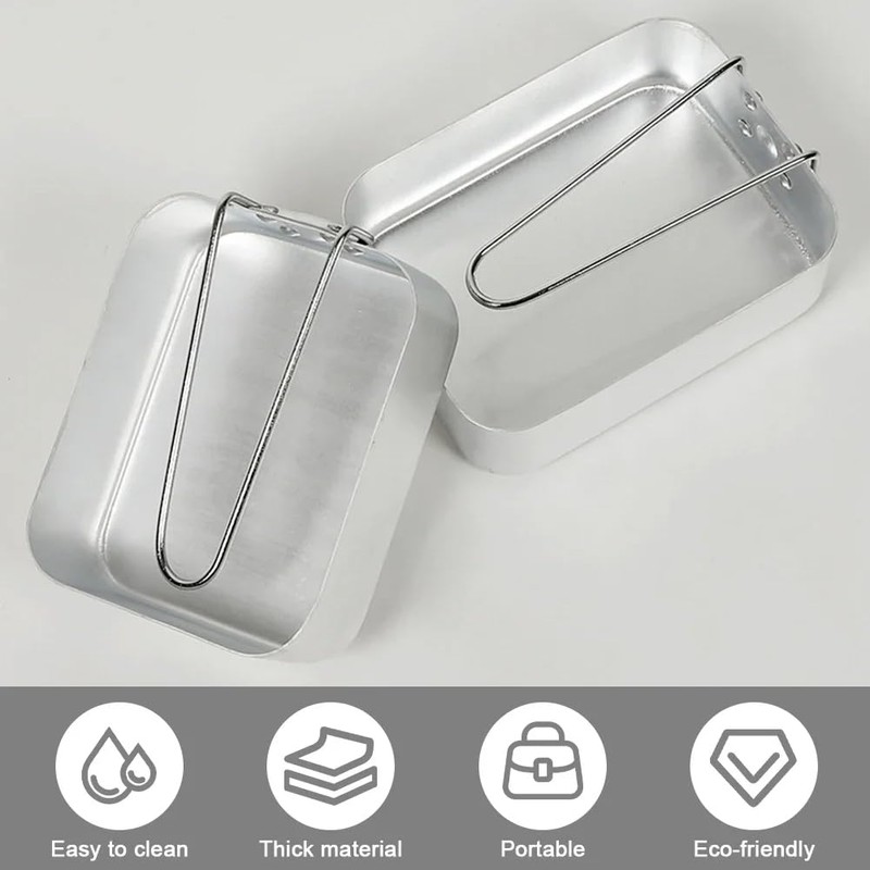 Set of 2 Nesting Aluminium Mess Tins For Outdoors Cooking,