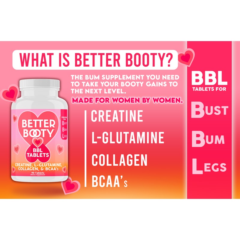 Angry Supplements Better Booty BBL Tablets Creatine for Women Glute
