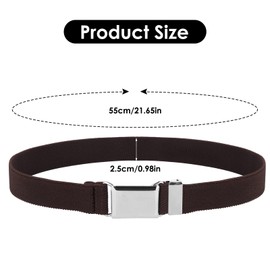 Kids 2 Pack Elastic Belts with Silver Buckle - Adjustable, Stretch Toddler Belts for Boys & Girls