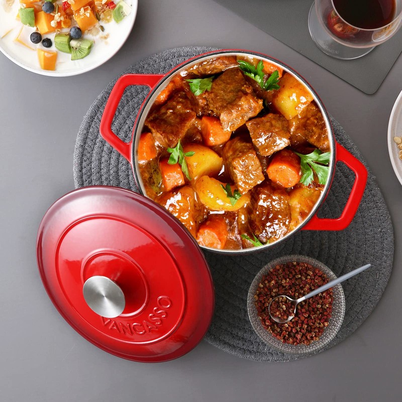 vancasso Enameled Cast Iron Dutch Oven with Lid, 3.5 QT