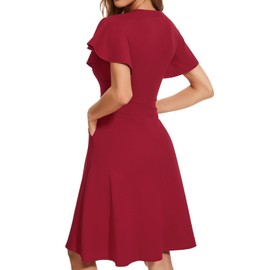 YATHON Wedding Guest Dresses for Women Summer Cocktail Semi Formal Short Wedding Guest Dresses for Women 2024 with Pockets (YT328-Red,XL)