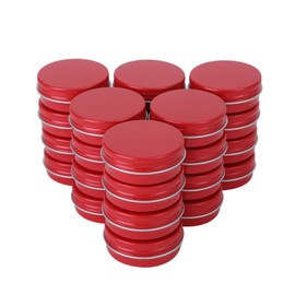 Chocople Aluminum Can Case, Cream Case, Jar, Cosmetics, Aluminum Containers, Divided, Red, Set of 24 (30 ml)