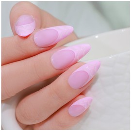 GALSPRO Medium Press on Nails - Set of 24 Fake Nails with Designs in 12 Different Sizes for Perfect Fit, Cute False Nails Kit for Women with 0.07oz Nail Glue (CHARMING PINK ALMOND SHAPE, Medium)