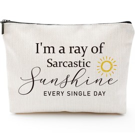 Sitsink Funny Sarcastic Gifts for Girls - Intersting Gifts for Girls Birthday. A Ray of Sarcastic Sunshine Every Single Day Makeup Bag, Cosmetic Bags Humor Sarcastic Gifts for Women Boss Coworker