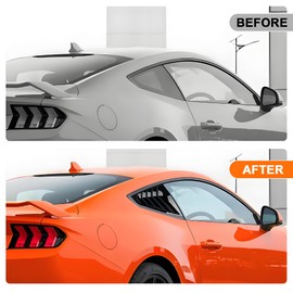 NEESPOC Rear Side Window Louvers Fit for Ford Mustang EcoBoost/Dark Horse/GT/ S650 2024 2025 Accessories Air Vent Scoop Cover Louver Windshield Sun Shade Cover Vent GT Style ABS (Gloss Black)