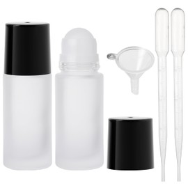 SESENSE Essential Oil Roller Bottles, 2PCS (50ml/30ml) Thick Glass Perfume Roller Bottles with Funnel and Dropper Glass Empty Bottles Beauty and Personal Care Tools for Fragrance (White, 50ML)
