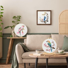 Dremisland 3 Sets Bird Flower Embroidery Kit with Instructions Cross Stitch Kits for Adults Beginners Embroidery Starters Kit Including Embroidery Hoop Threads Needles Adult Women’s Hobbies