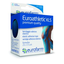 EUROATHLETIC KLS Premium Quality 2 in x 5.5 yds - Kinesiology Tape for Natural Prevention of Trauma, Joint and Muscle Pain, Ideal for Athletes - Latex Free Elastic, Water Repellent - Blue