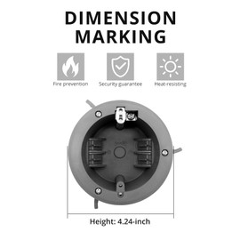 AIRTAK 6 Packs 1-Gang PVC Old Construction Ceiling Electrical Junction Box,4" Dia 18 Cubic Inches Old Work Round Electrical Box with ETL,Fire Rated for 2 Hours.
