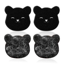 4 Pieces of Bear Wool Sticky Cotton, Washing Machine Hair Removal Tablets, Pet Hair Collection Tablets, Reusable Hair Sticky Tablets, Hair Removal Artifact (Black)