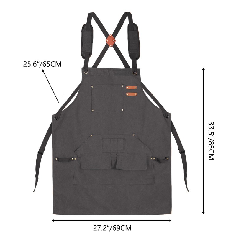 Tosewever Work Aprons for Men with Large Pockets, Canvas Cross