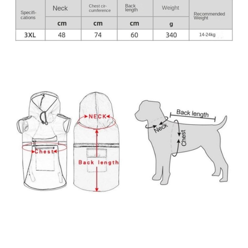 GLURIZ Impermeable para Perros con Rayas Reflectantes, Impermeable con Capucha