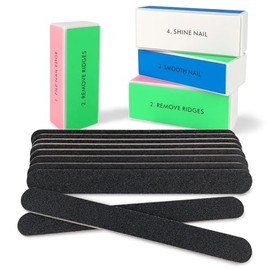 LNAUJS Paquete de 14 limas de uñas y pulidores, kit de herramientas de manicura profesional, grano 100/180 negro limas de pedicura de uñas y pulidores