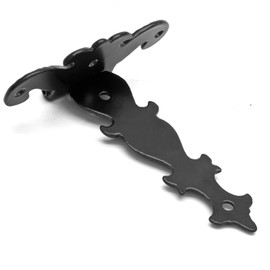 Jiozermi 4 PCS T-Strap Hinges, Black Decorative Door Hinges T-Strap Barn Door Hinges with Screws for Furniture Cabinets Wooden Box Jewelry Case