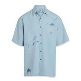 Bamboo Cay Men's Flying Turtles Embroidered Camp Shirt (XX-Large, Chalk Blue)