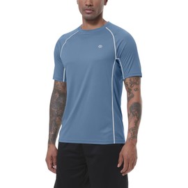 MoFiz Men's UV Shirt UPF 50+ Quick Drying Rash Guard Swimming for Surfing Swimming Running, grey / blue