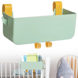 WIYETY Bedside Caddy for Hanging: Bed Organiser for Hanging with Hooks, Robust Hanging Bed Organiser Storage Basket, Bed Organiser for Hanging for Cot, Bookcase, Dorm, Green