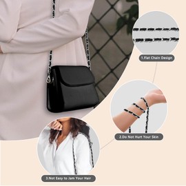 U+U - Correas de metal para cartera de repuesto, 47 pulgadas, accesorios de cadena para cartera, bolsa cruzada y correa de bolso con hebillas de metal (negro y plateado)