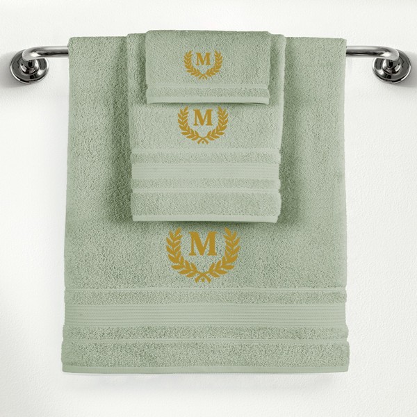Ephesos Personalized Custom Monogrammed Green Towel Set - 3 Piece,