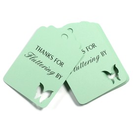 Butterfly Thank You Tags - Thanks for Fluttering By - 12pc (Green)