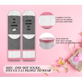 Funny Gifts Socks For Sleeping Themed, Combed Cotton Socks For Sleeping, I'm Not Sleeping I'm Just Resting My Eyes Socks, Soft Novelty Socks For Women Nurse Teacher Mom Gifts, A38