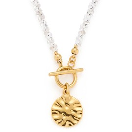 Leonardo Jewels Halskette Milly, Kette aus Edelstahl mit transaprenten Glasperlen, Verschluss mit Anhänger gold, 45 cm, Damen Schmuck, 1 Stück, 022492