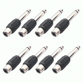 Eledabra 8Pcs RCA Female Jack to 6.35mm 1/4" Male Mono Plug Audio Adapter Connector