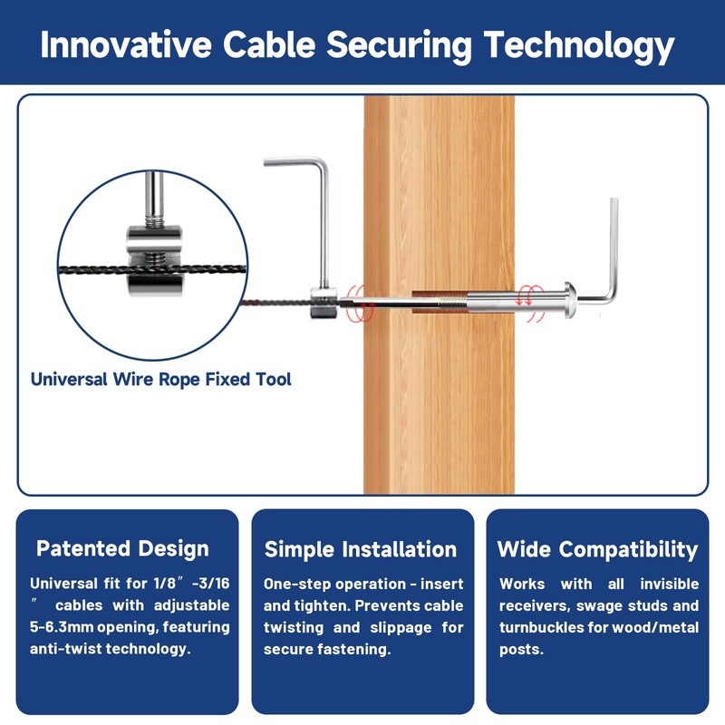 RiaYer 20-Pair Dome Head Invisible Cable Railing Kit, Invisible Receiver