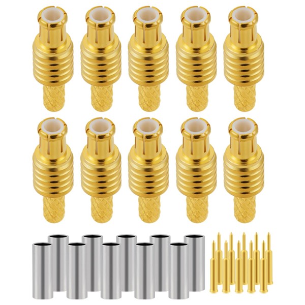 Vecys 10 PCS MCX Male Crimp Connectors 50 Ohm MCX