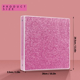 NatureTouch 3 Ring Binder, Glitter 1 Inch Binder Organizer (10.5'' x 11.5'') Holds 8.5’’ x 11’’ Letter Size 300 Pages, Waterproof Durable View Binder, 1 Pack, Pink…