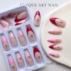 French Tip Press on Nails Almond Medium Fake Nails Pink