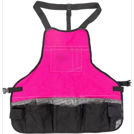 16-Pocket Workshop Bib Apron, Durable Canvas Construction, Reinforced Edges, Adjustable Belt, Grey/Tan - Color: pink