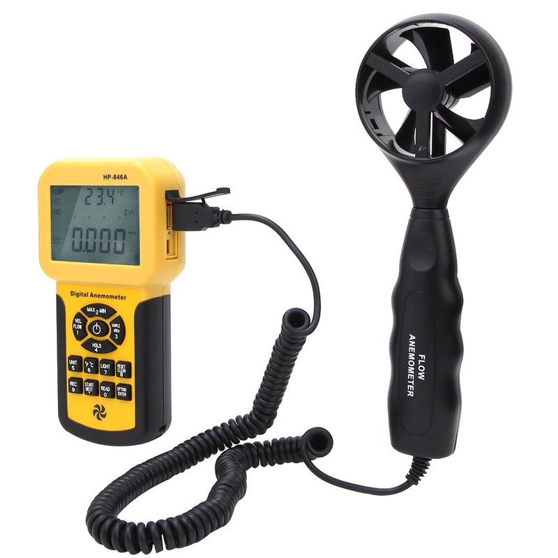 HP-846A Digital Portable Anemometer Wind Speed Gauge Air Temperature Meter