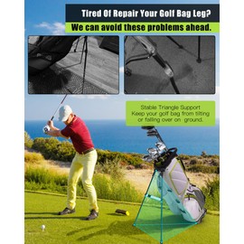 BIG TEETH Golf Stand Bag Leg Tether Strap Adjustable Length Magictape White PU Leather