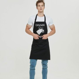 Funny Apron for Men/Women 100% Cotton Thick and Durable Waterproof Chef Apron, Dinner is Coming, One size
