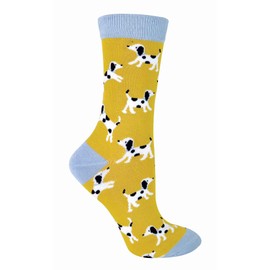 Miss Sparrow - Women's Socks with Dog Motif, Funny Bamboo Socks with Colourful Dog Pattern, Dalmatians