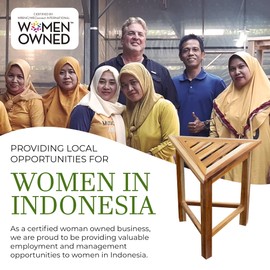 Fully Assembled EcoDecors FlexiCornerTriangle Natural Color Waterproof Teak Wood Shower Bench Stool Seat Chair For Inside Shower Provides Safety, Storage, and Organization For Bathroom Accessories