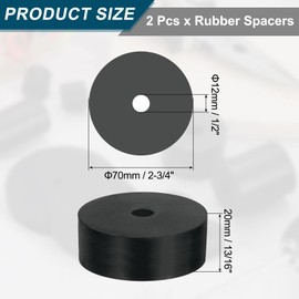 uxcell 2Pcs Thick Rubber Spacer, 2-3/4 Inch OD x 1/2 Inch ID x 13/16 Inch Thickness Round Rubber Bushings Anti Vibration Flat Spacer Washers for Home Industrial Machinery