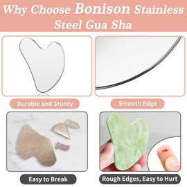 Bonison Gua Sha Facial Tool - Stainless Steel Gua Sha Massage Metal Stones for Facial Sculpting Puffiness Reduction Slimmer Face Jawline Sculptor Sliver