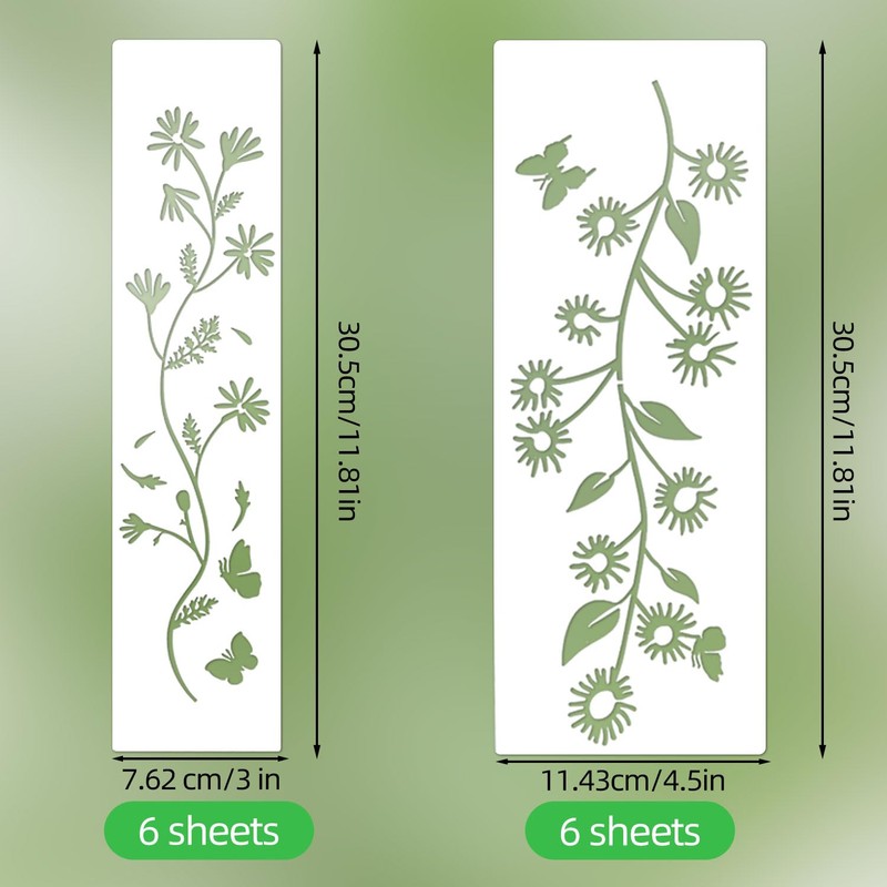 Tinoaly 12pcs Large Leaf Vine Stencils, Leaf & Flower Stencils